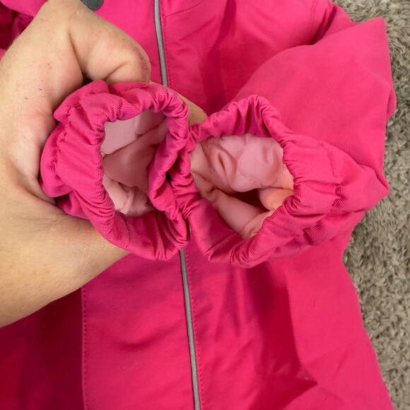 Hanna Andersson Pink Snowsuit Bunting Quilted Hood Baby Girl 6-12 Months - Picture 8 of 13